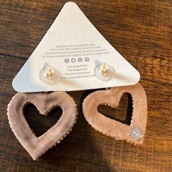 Deepa Gurnani Carolina Jewel Tone Mixed Crystal Heart Earrings - Picture 3 of 4